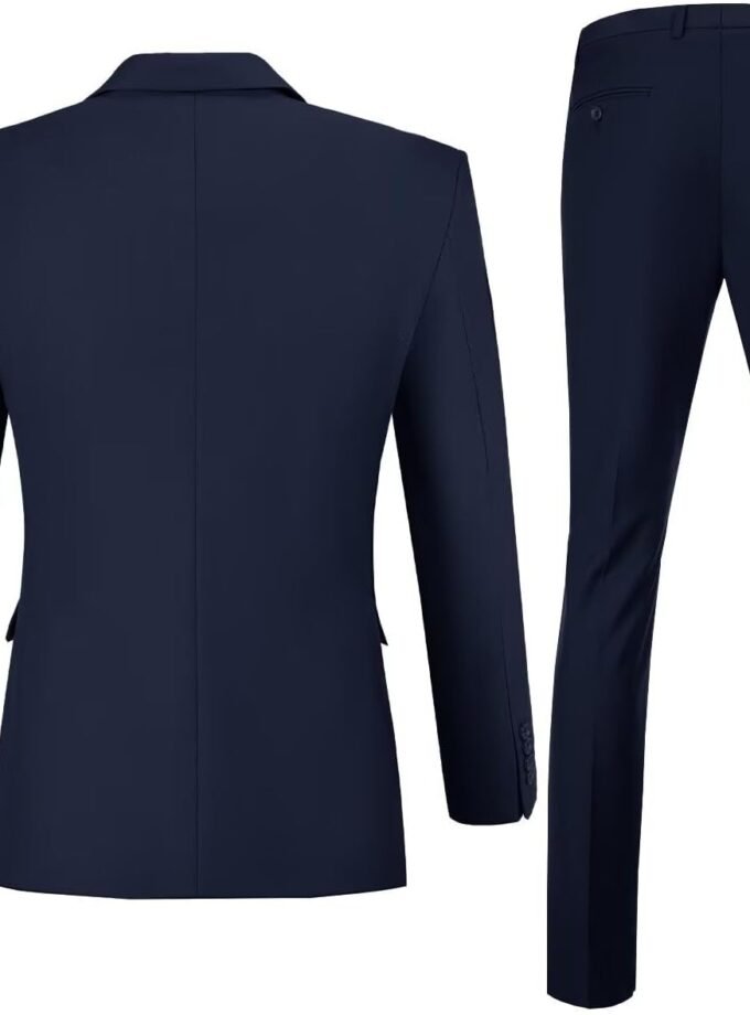 Mens Slim Fit 2 Piece Suit Two Button Notched Lapel Solid Suit Jacket Pants Set Tuxedo for Prom