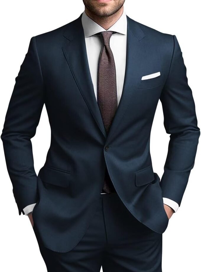 Mens Suits Regular Fit 2 Piece Suit for Men Wedding Prom Business Formal Suit