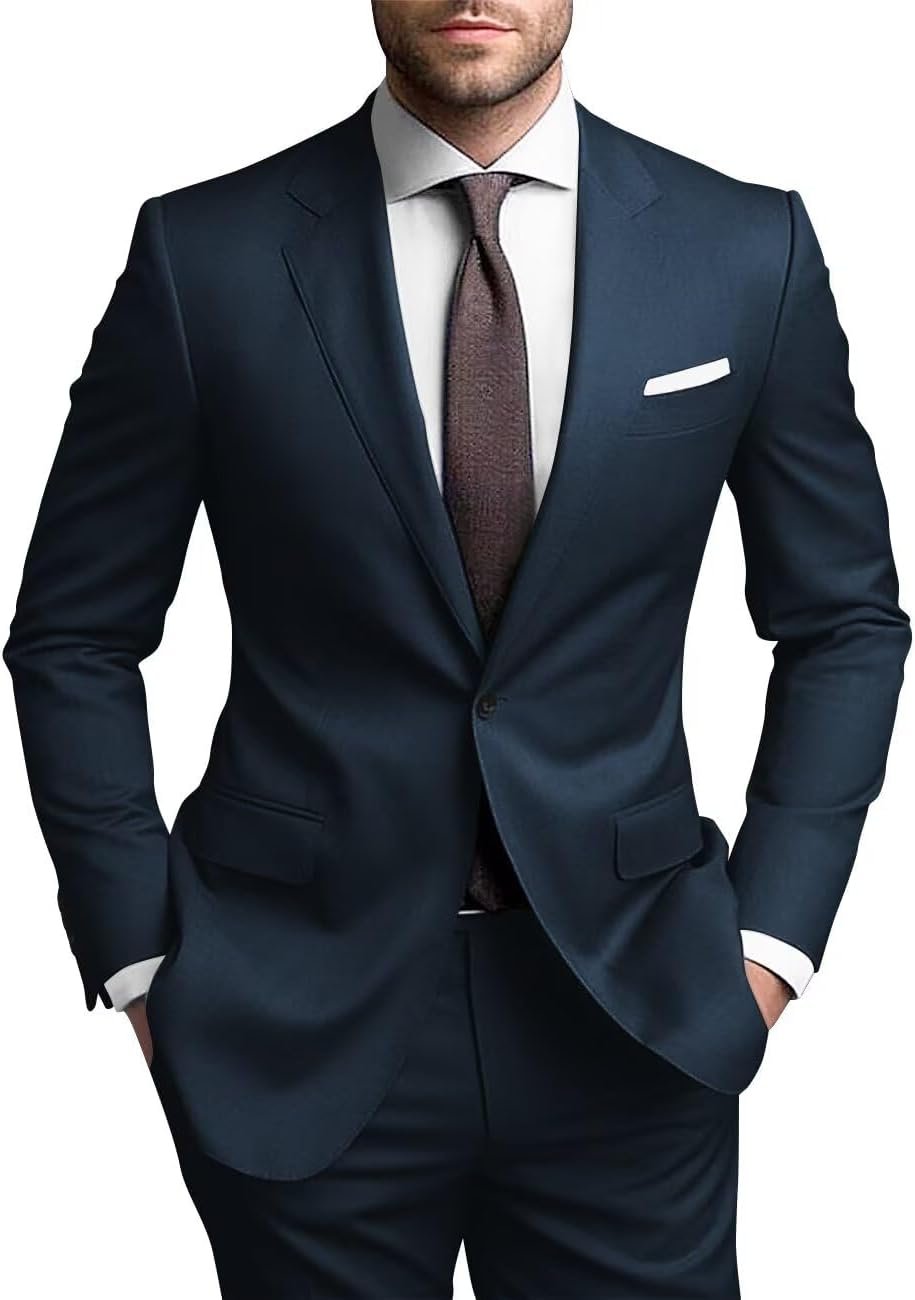 Mens Suits Regular Fit 2 Piece Suit for Men Wedding Prom Business Formal Suit