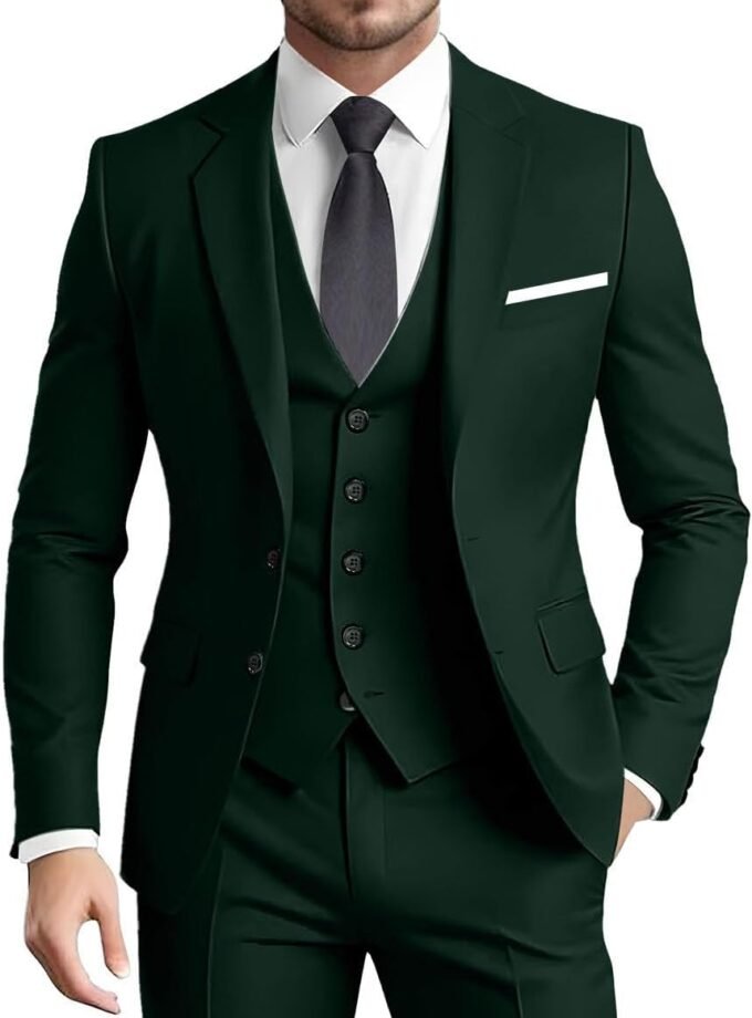 Men's Suit 3 Pieces Slim Fit Formal Business Wedding 2 Buttons Blazer Vest Pants Set Tuxedo