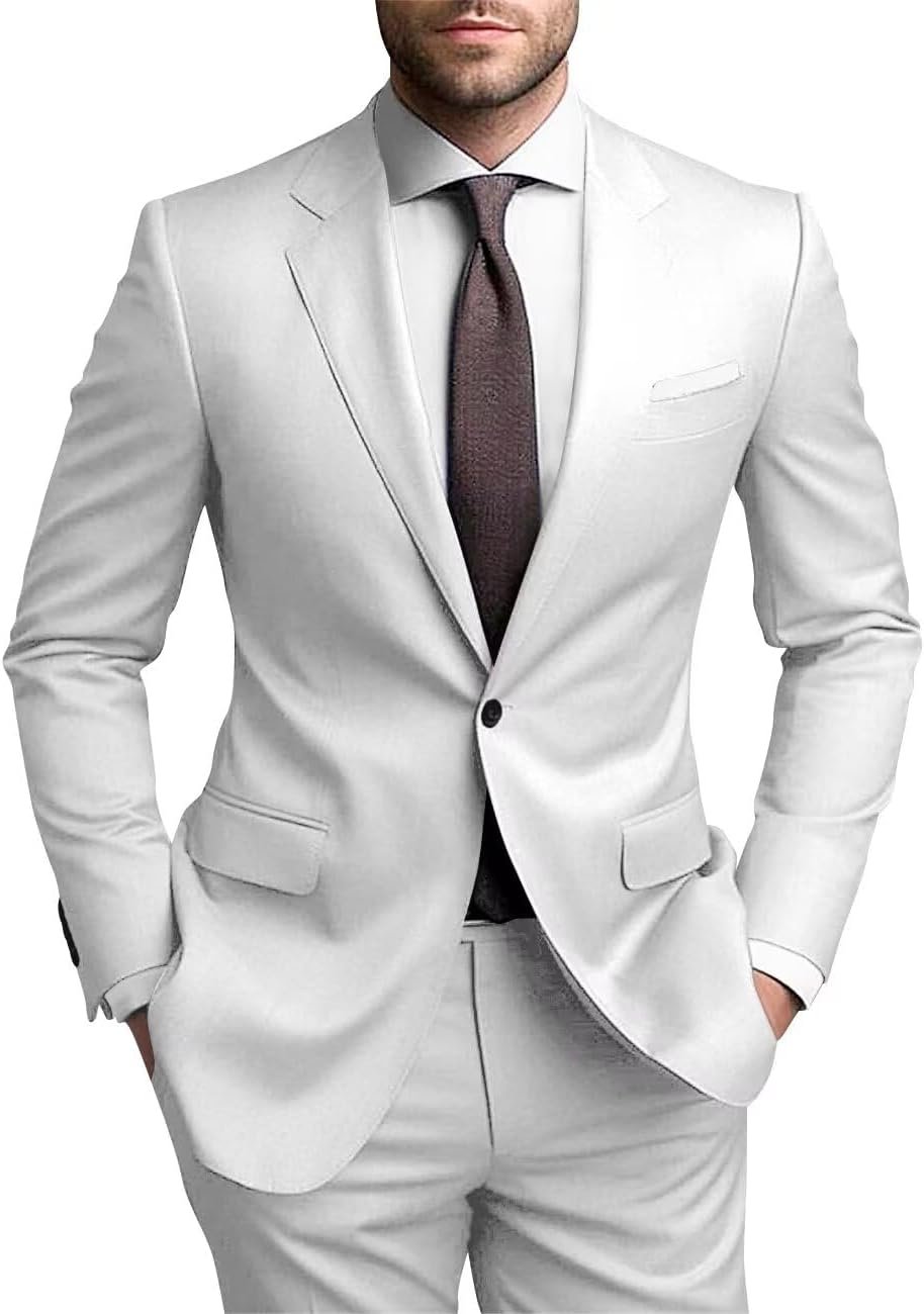 Mens Suits Regular Fit 2 Piece Suit for Men Wedding Prom Business Formal Suit