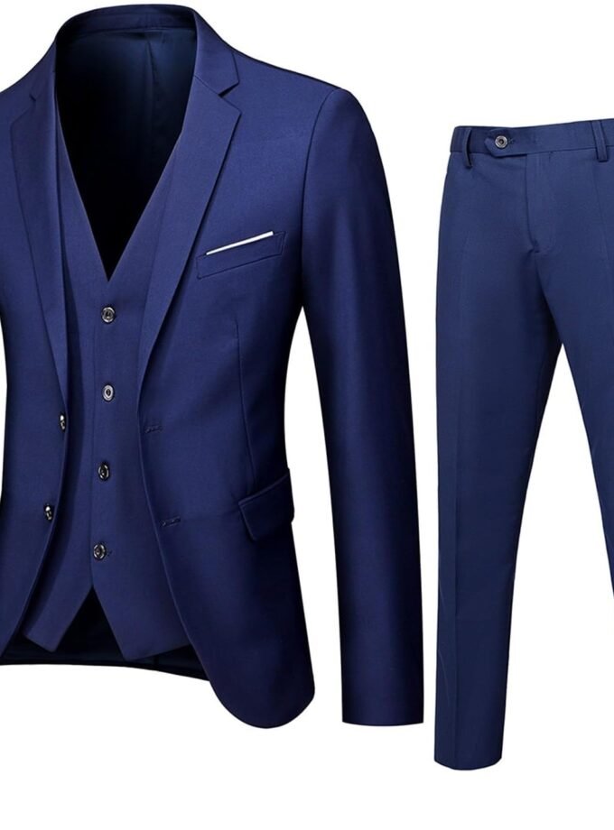 Mens Suits 3 Piece Set Business Wedding Business Casual Suit Set Classic Fit Solid Jacket Vest Pants Formal Set
