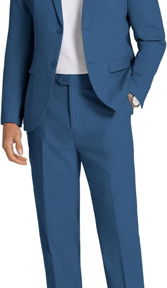 Men's 2 Piece Linen Cotton Suits Set Casual Linen Lightweight Suit Summer Beach Wedding