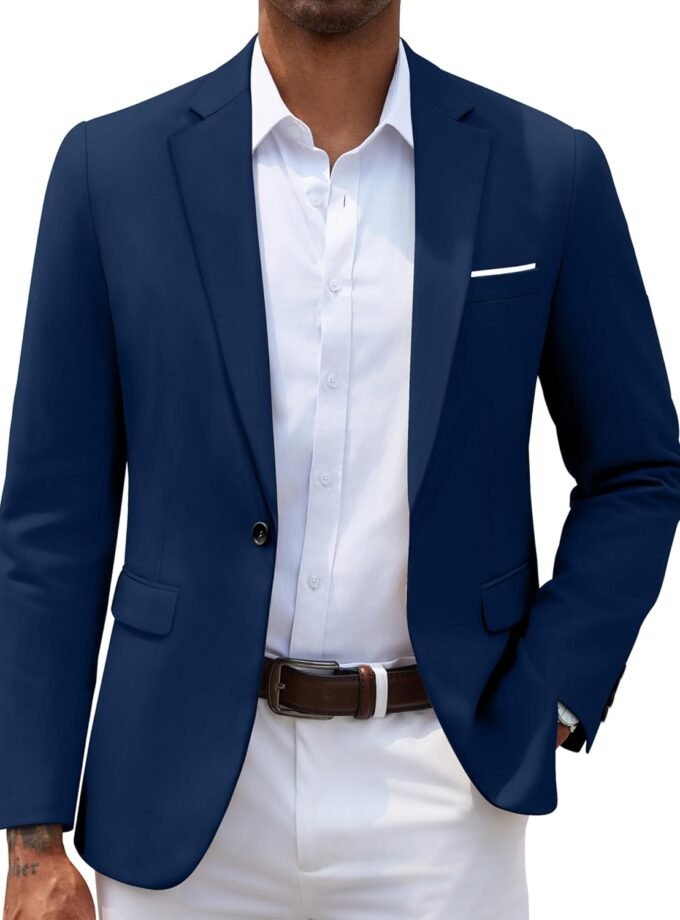Men's Slim Fit Casual Blazers Lightweight Sport Coats One Button Suit Jackets