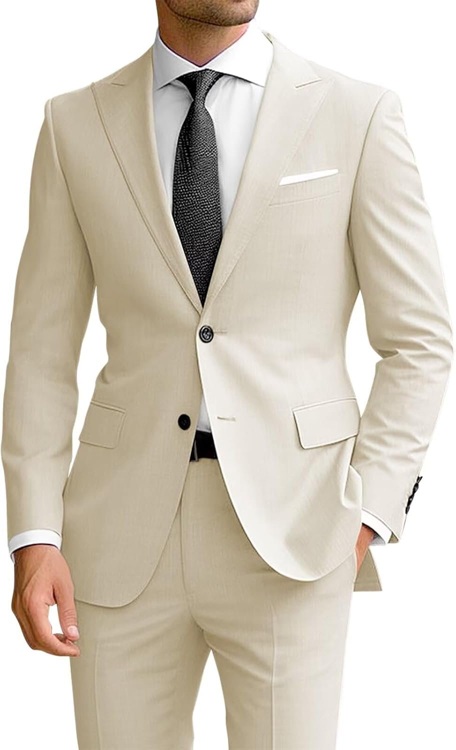 Men's 2 Piece Suit Slim Fit Suits for Men Two Button Blazer Formal Business Jacket Suit for Wedding Prom Dinner