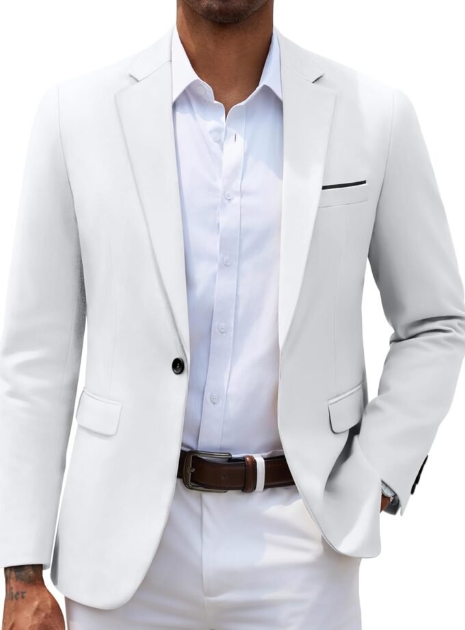 Men's Slim Fit Casual Blazers Lightweight Sport Coats One Button Suit Jackets