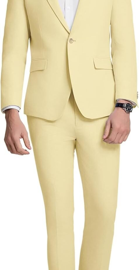 Mens Suit Slim Fit 2 Piece Suits for Men Formal Suit Jacket Pants Business Casual Suits Wedding Prom Tuxedos