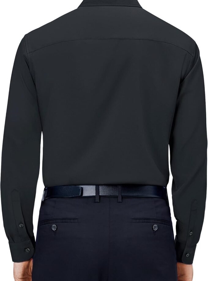 Mens Dress Shirts 4-Way Stretch Long Sleeve Collared Casual Solid Wedding Dating Button Down Shirt
