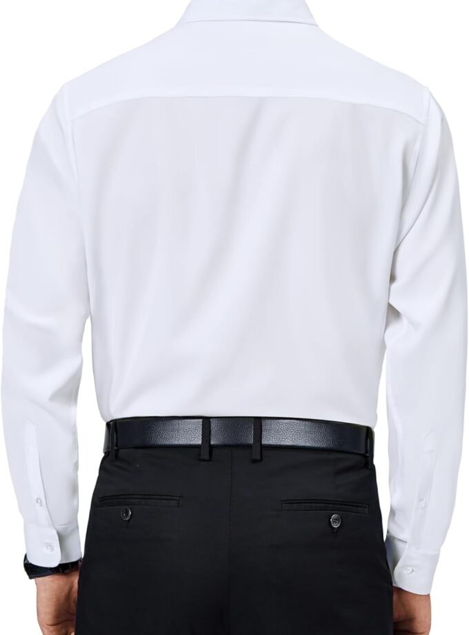 Mens Dress Shirts 4-Way Stretch Long Sleeve Collared Casual Solid Wedding Dating Button Down Shirt