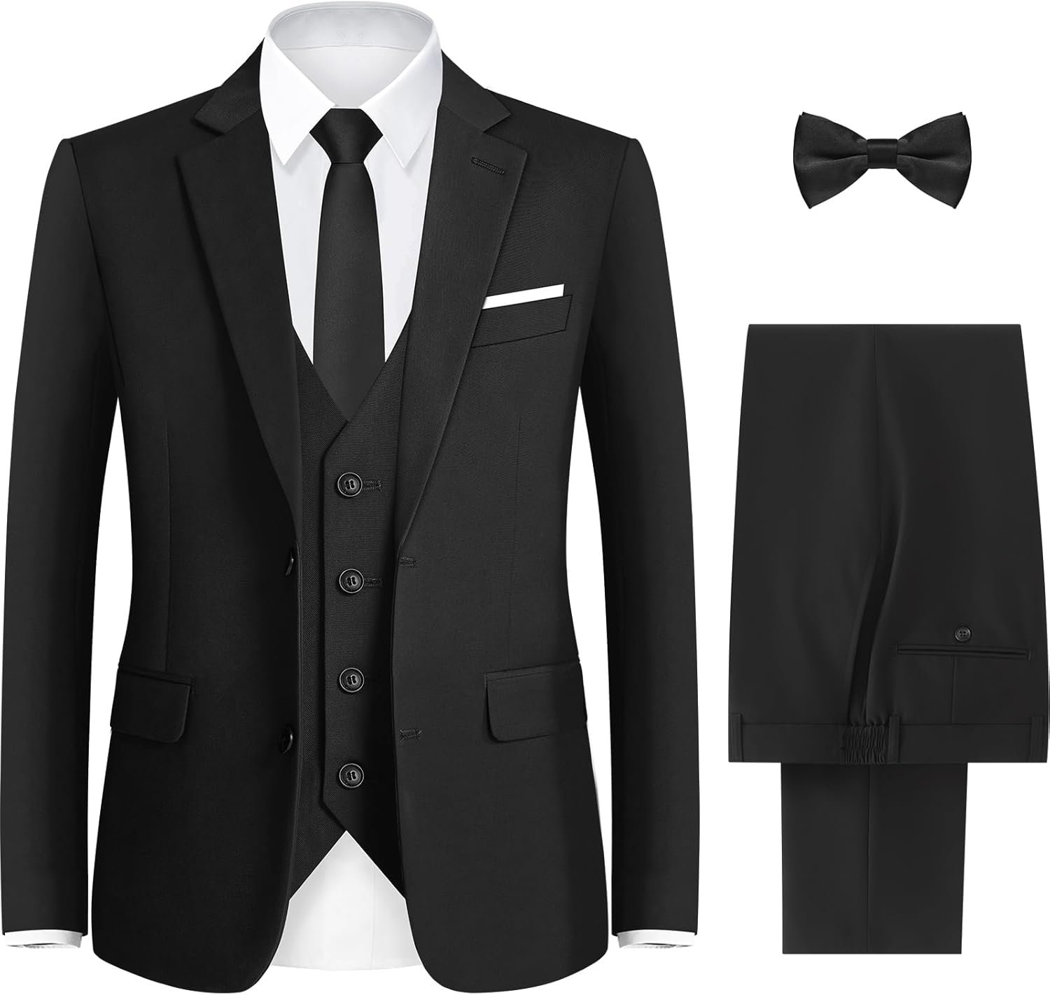 Men's Suit with Stretch Fabric 3-Piece Slim Fit Suit with 3 Fit Options (Short/Regular/Tall)