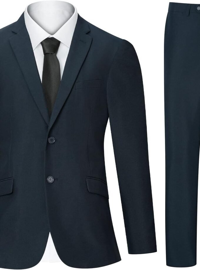 2 Piece Men's Suit Slim Fit Suits for Men, Two Button Blazer Dress Business Wedding Party Jacket & Pants