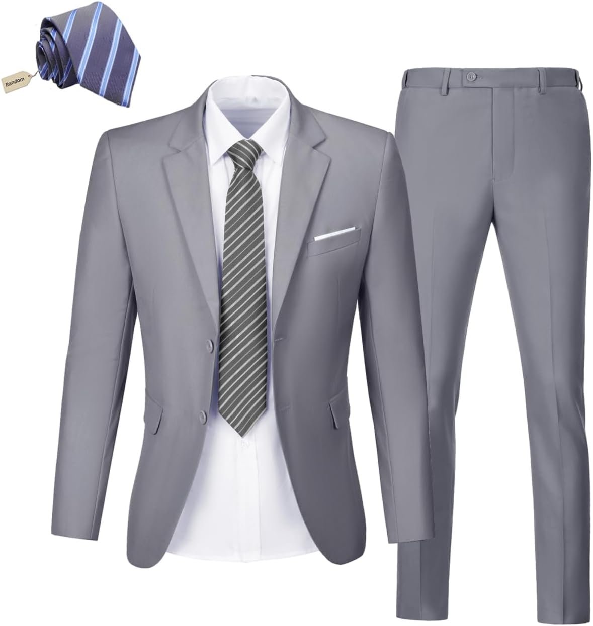 Mens 2 Piece Suit Set Slim Fit 2 Button Dress SuitsTuxedo Set Wedding Blazer Jacket Pants Tie Business Party Prom Suit - Image 2