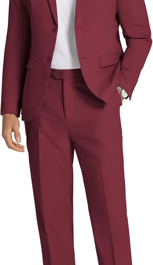 Men's 2 Piece Linen Cotton Suits Set Casual Linen Lightweight Suit Summer Beach Wedding