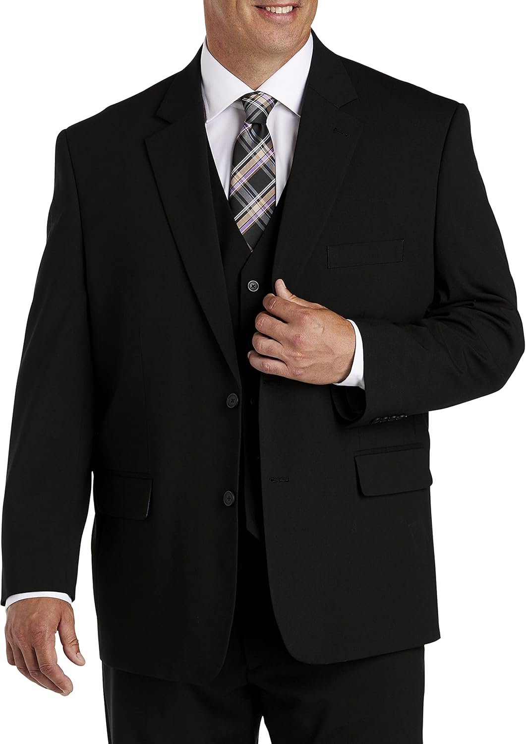 Men's Big and Tall Suit Jacket - Exclusive Relaxer Fit, Charcoal or Black - Size 44-66