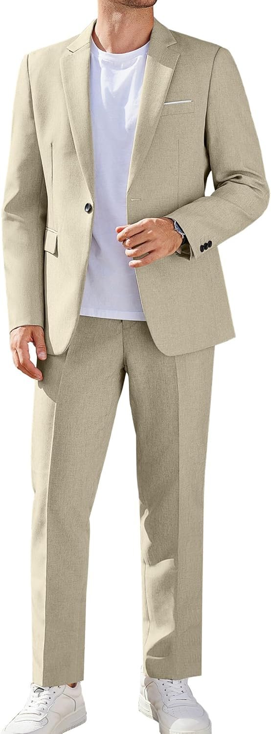 Men Suits Classic Fit 2 Piece Suit Set One Button Casual Blazer Wedding Bussiness Suit Separates