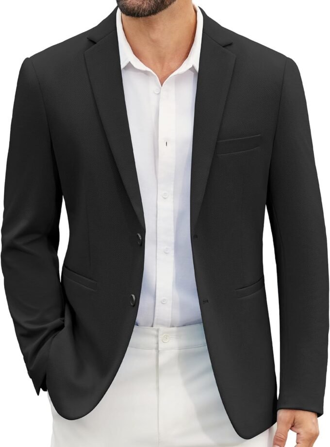 Men's Casual Blazer Slim Fit Suit Jackets Two Button Lightweight Knit Sport Coat