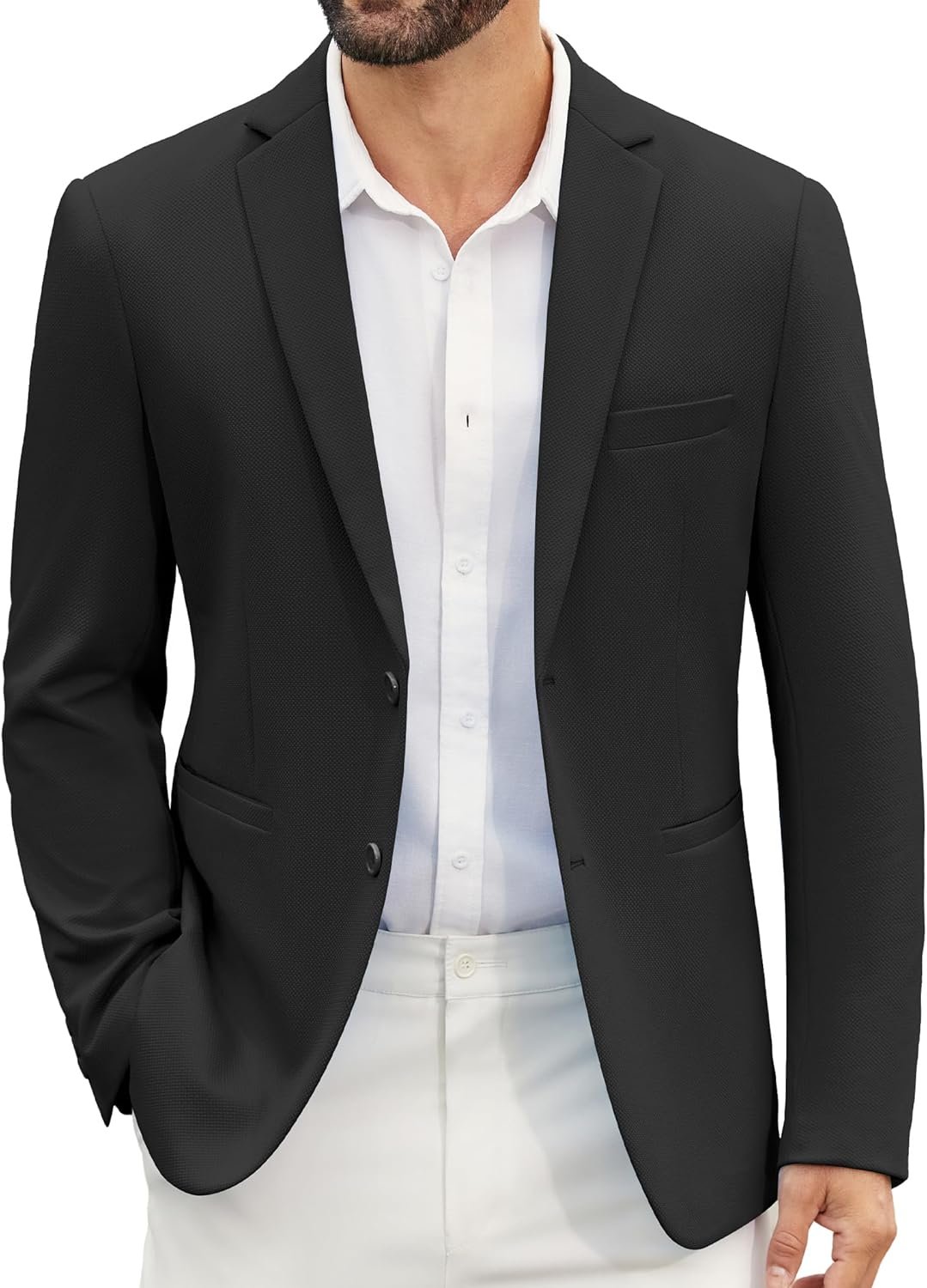 Men's Casual Blazer Slim Fit Suit Jackets Two Button Lightweight Knit Sport Coat