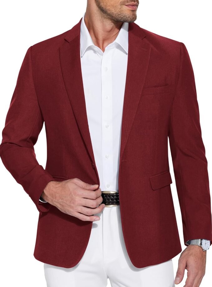 Men's Casual Blazer One Button Sport Coat Slim Fit Lightweight Suit Blazer Jacket