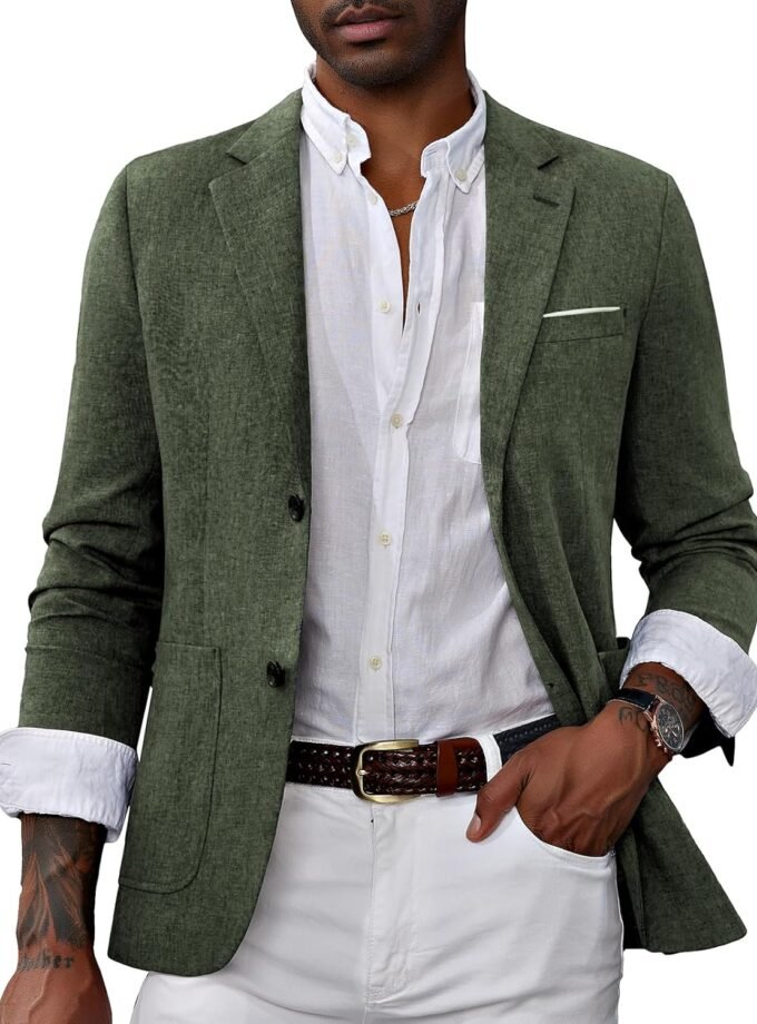 Mens Casual Sport Coat Blazer Two Buttons Lightweight Business Jackets