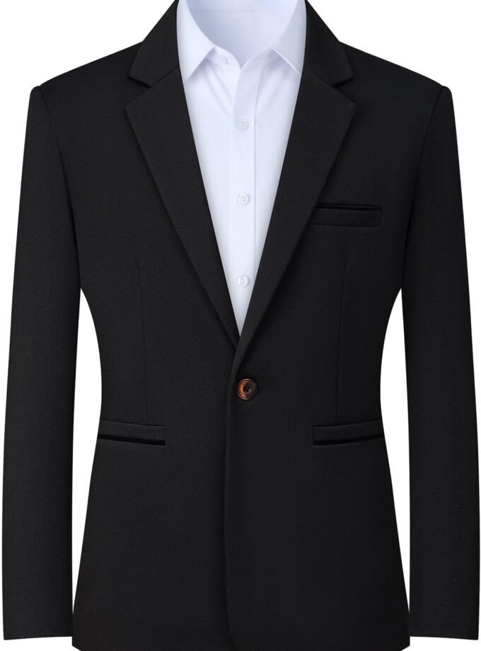 Knit Blazer Men Business One Button Suit Jacket Regular fit Casual Sport Coat Mens Blazer