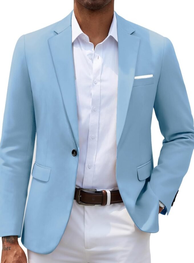 Men's Slim Fit Casual Blazers Lightweight Sport Coats One Button Suit Jackets