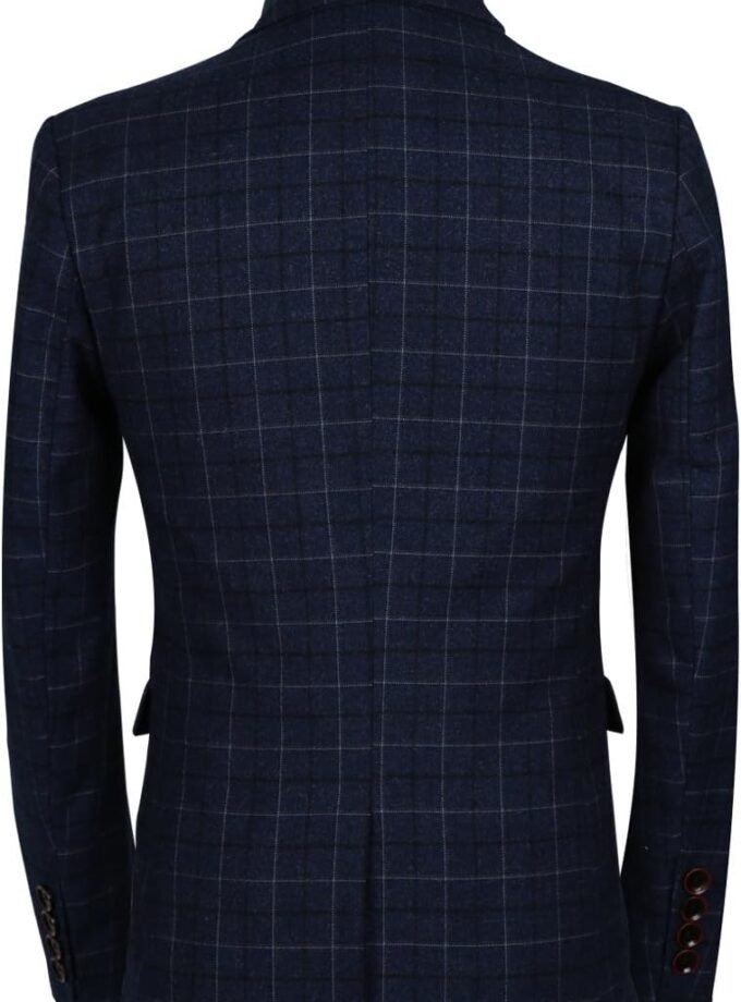 Mens 3-Piece Slim Fit Plaid Suit - Blazer, Vest, and Pants Set for Wedding, Prom, and Business