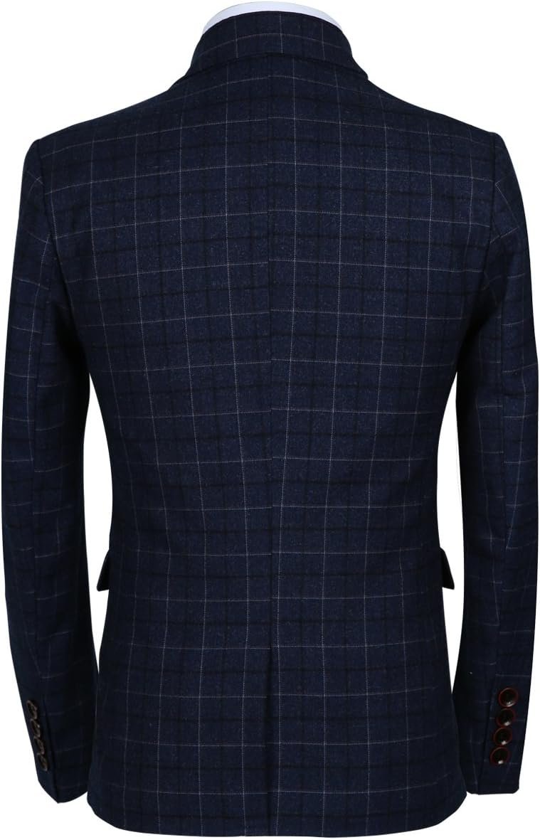 Mens 3-Piece Slim Fit Plaid Suit - Blazer, Vest, and Pants Set for Wedding, Prom, and Business - Image 2
