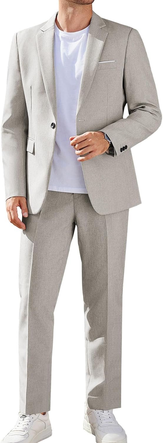 Men Suits Classic Fit 2 Piece Suit Set One Button Casual Blazer Wedding Bussiness Suit Separates