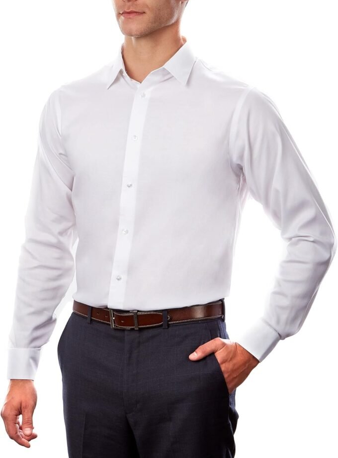 Men's Dress Shirt Regular Fit Non Iron Stretch Solid
