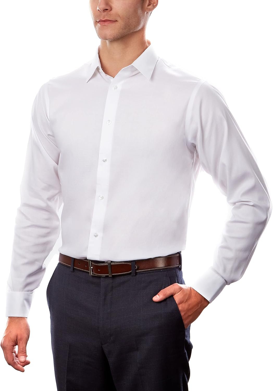 Men's Dress Shirt Regular Fit Non Iron Stretch Solid