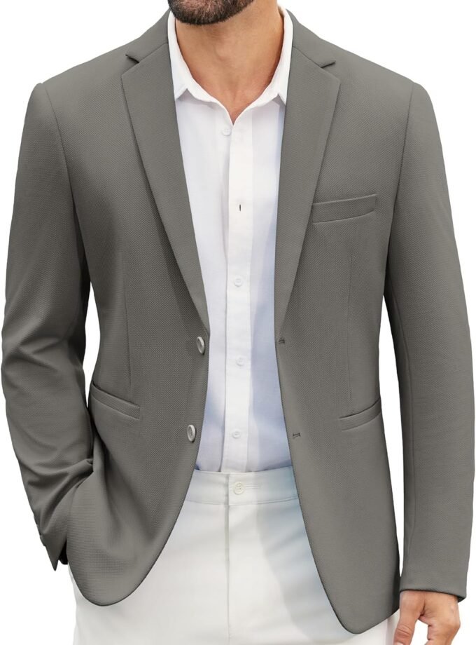 Men's Casual Blazer Slim Fit Suit Jackets Two Button Lightweight Knit Sport Coat