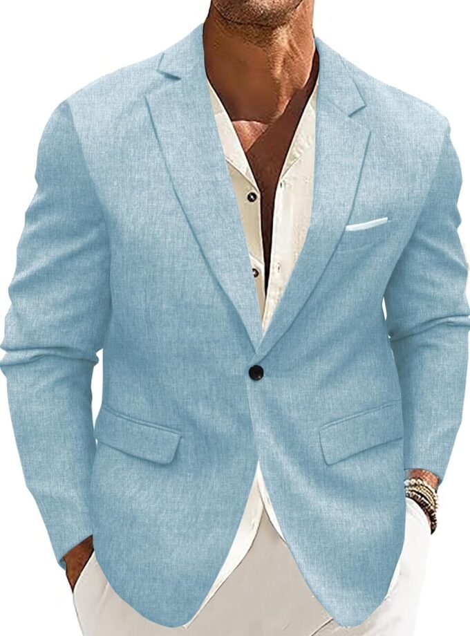 Men's Sport Coat Casual Blazer One Button Lightweight Business Suit Jacket